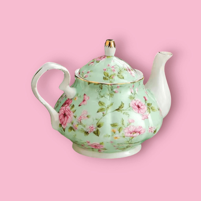 Théière céramique bone china rose