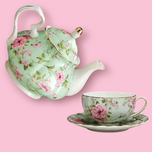 Ensemble théière et tasse England collection bleu