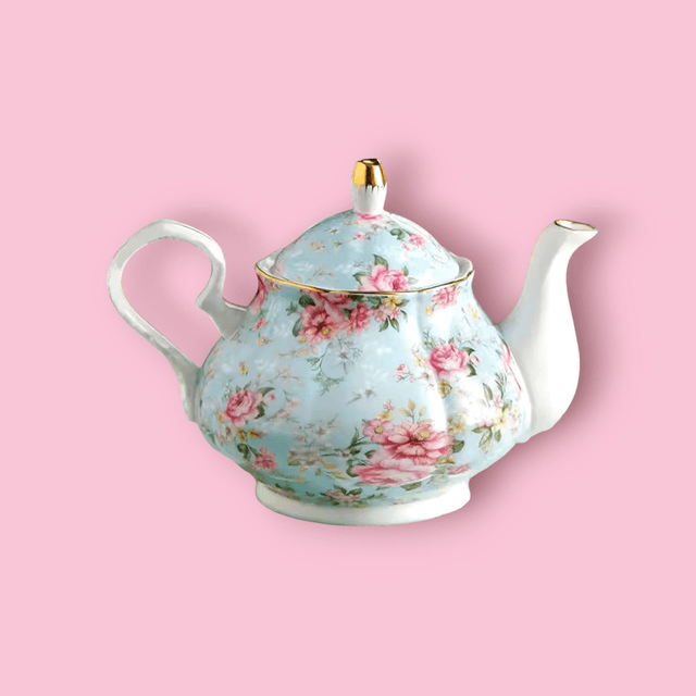 Théière céramique bone china rose