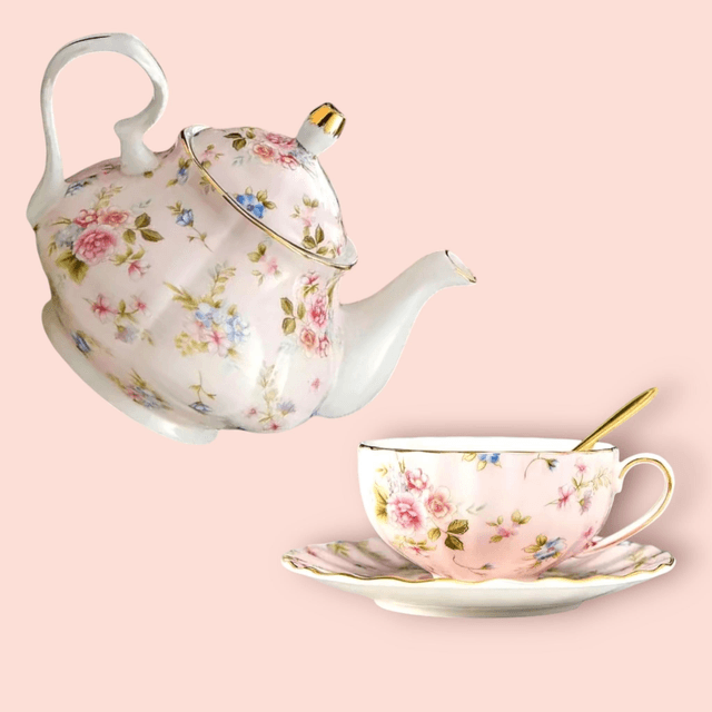 Ensemble théière et tasse England collection bleu